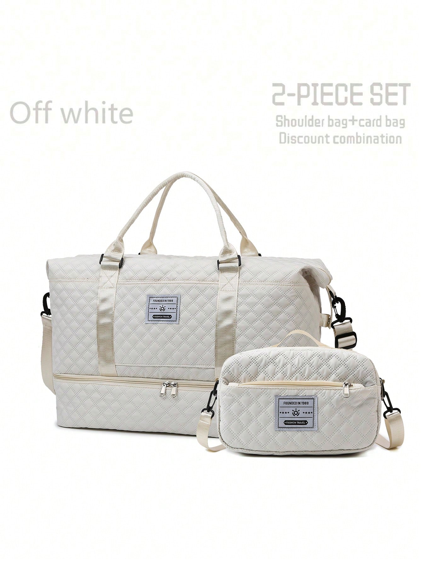 2PCS Large Capacity Travel Duffel Bag, Wet and Dry Separation Fitness Bag, Weekend Overnight Shoulder Bag, Hospital Necessary Mommy Bag, Travel Bag, Holiday Bag, Weekend Bag, Overnight Bag, with a Pull Bar Bag, with Shoe Storage, Boarding Bag, Cosmetics Storage Bag for Suitcase Gym Bag Duffle Bag for Luggage Carry on Bag College Bag Luggage Bags Weekender Bag Hospital Bag Winter Bag for School School Accessories School Stuff