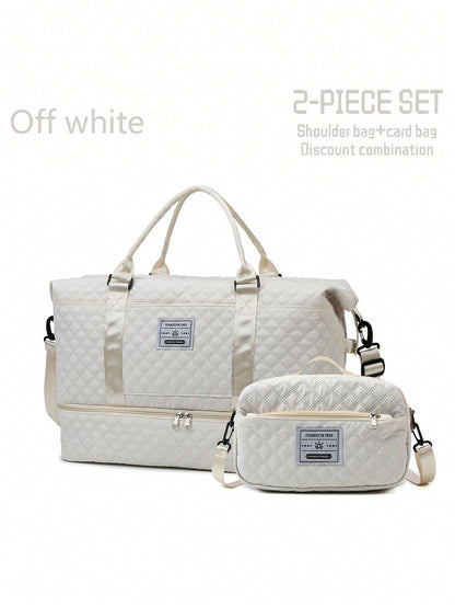 2PCS Large Capacity Travel Duffel Bag, Wet and Dry Separation Fitness Bag, Weekend Overnight Shoulder Bag, Hospital Necessary Mommy Bag, Travel Bag, Holiday Bag, Weekend Bag, Overnight Bag, with a Pull Bar Bag, with Shoe Storage, Boarding Bag, Cosmetics Storage Bag for Suitcase Gym Bag Duffle Bag for Luggage Carry on Bag College Bag Luggage Bags Weekender Bag Hospital Bag Winter Bag for School School Accessories School Stuff